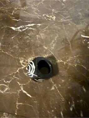 Black Resin Statement Ring with White Swirl Accent